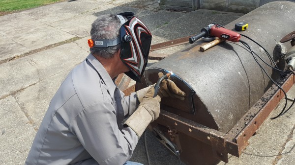 Max doing some welding for the track